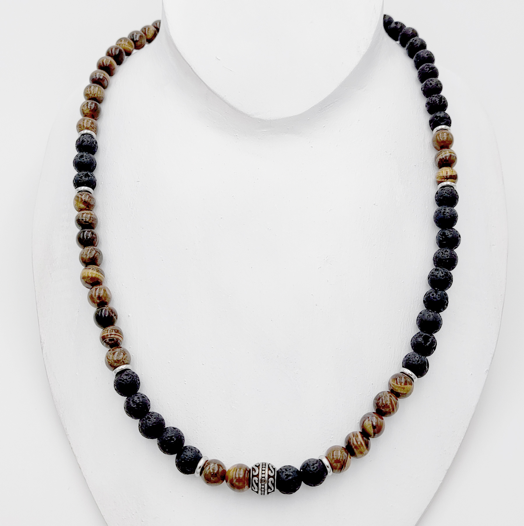 Mybiza Handmade – Collar Lava Infinita Hombre Piedras Naturales Ojo de Tigre · Lava  | Diseño 100% Ibiza