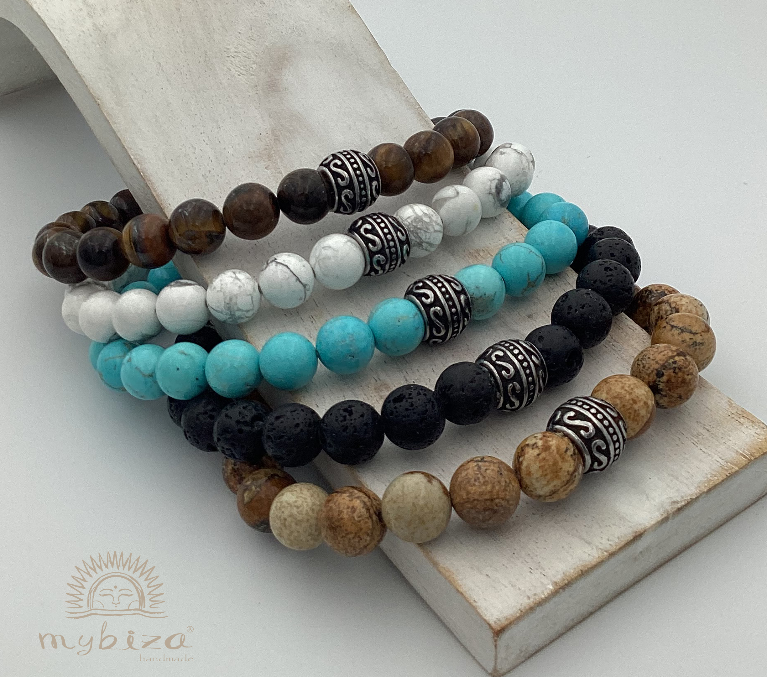 Mybiza Handmade Pulsera Piedras 8MM Lava