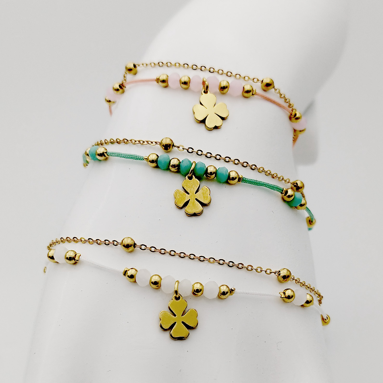 Mybiza Handmade– Pulsera Doble Trébol | Diseño 100% Ibiza