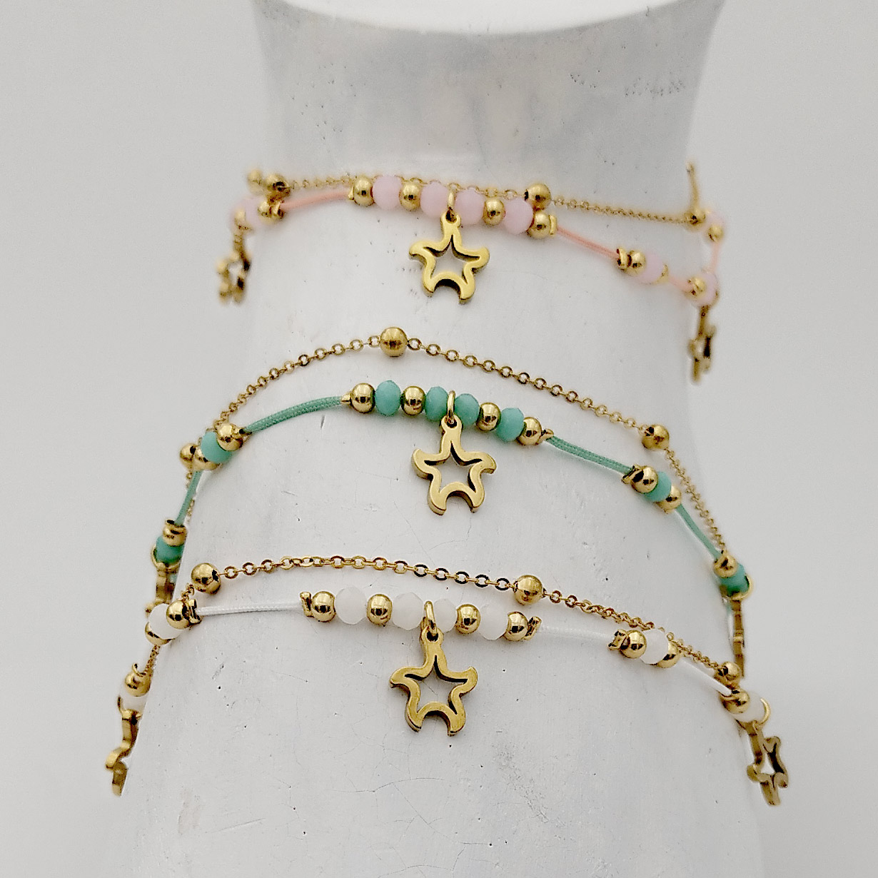 Mybiza Handmade– Tobillera Doble Estrella de Mar | Diseño 100% Ibiza